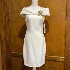 Badgley Mischka SC2211 Light Ivory Dress with Accent Flower